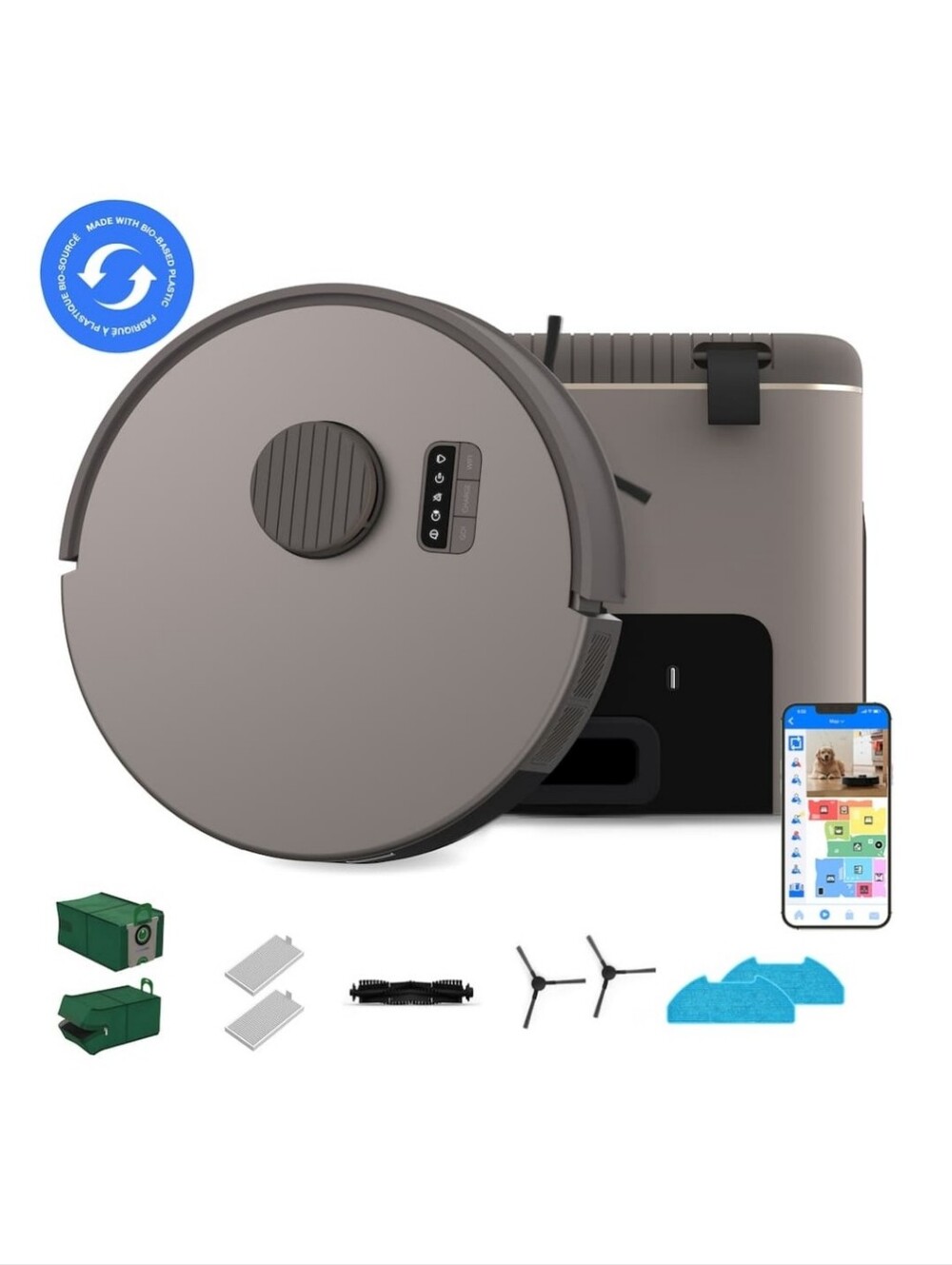 bobsweep bio self emptying robot vacuum & mop with 100 day dock